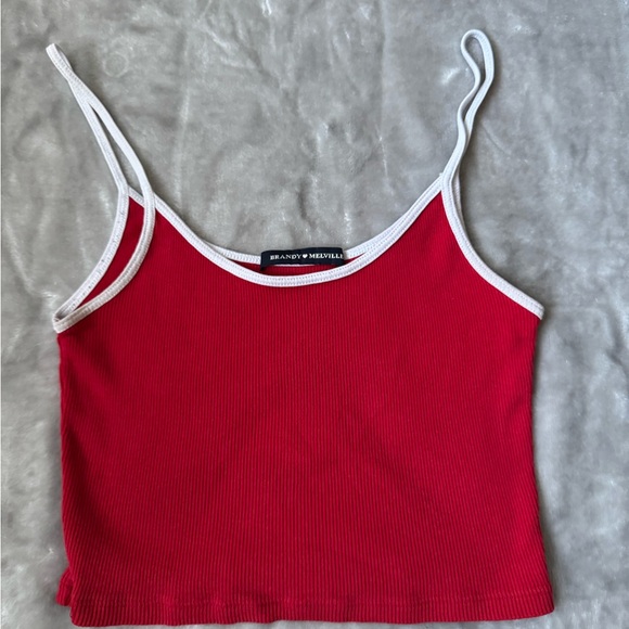 Brandy Melville Tops - Brandy Melville Red Camisole with White Trim